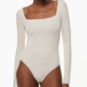 Size Small Contour Squareneck Longsleeve Bodysuit in Matte Pearl.